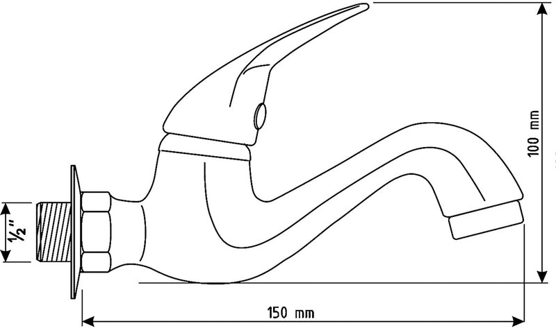 Faucet pours cold water from the wall, mixer handle