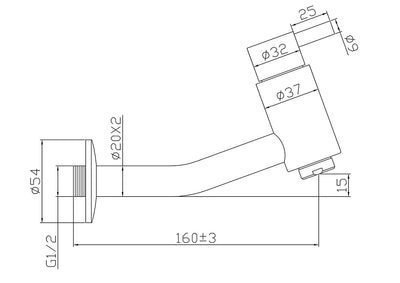 Tamar model cold water faucet pouring from the wall