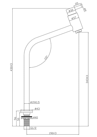Tall cold water faucet Tamar model
