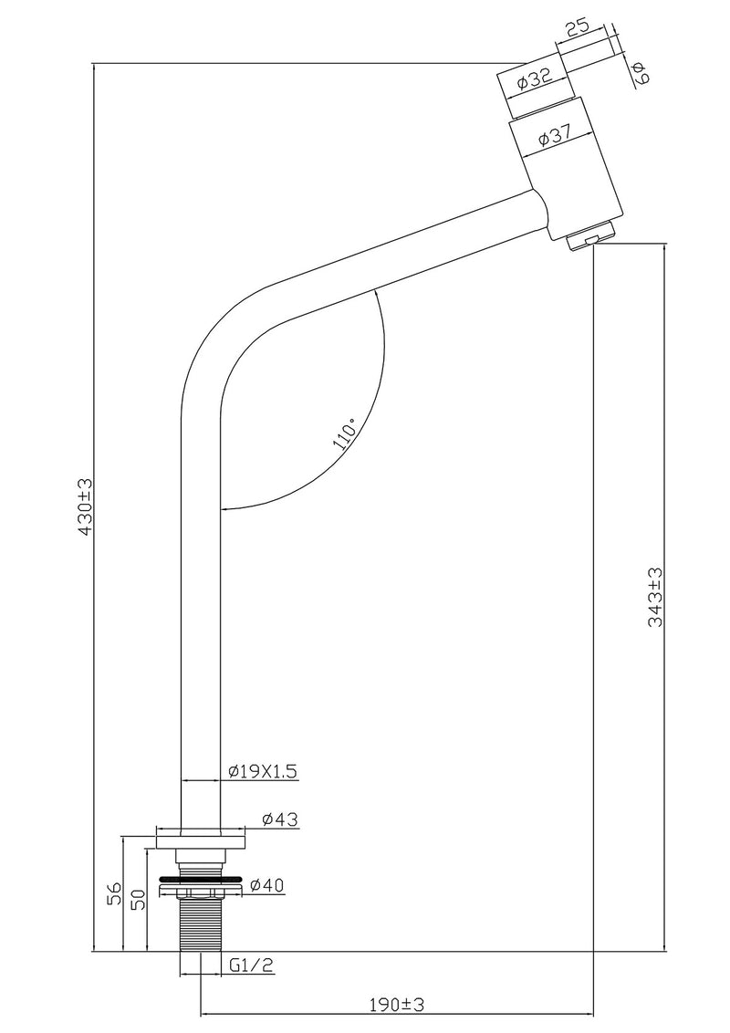 Tall cold water faucet Tamar model