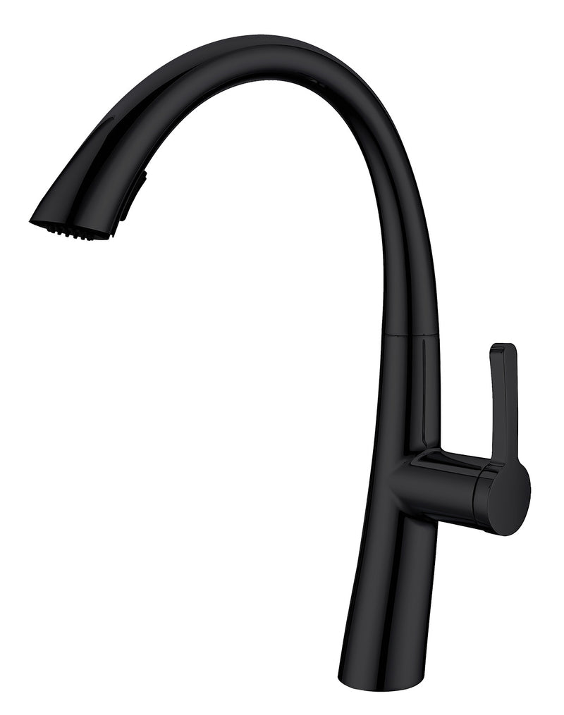 Pull-out flower mixer tap for a luxurious kitchen, Conex model, black