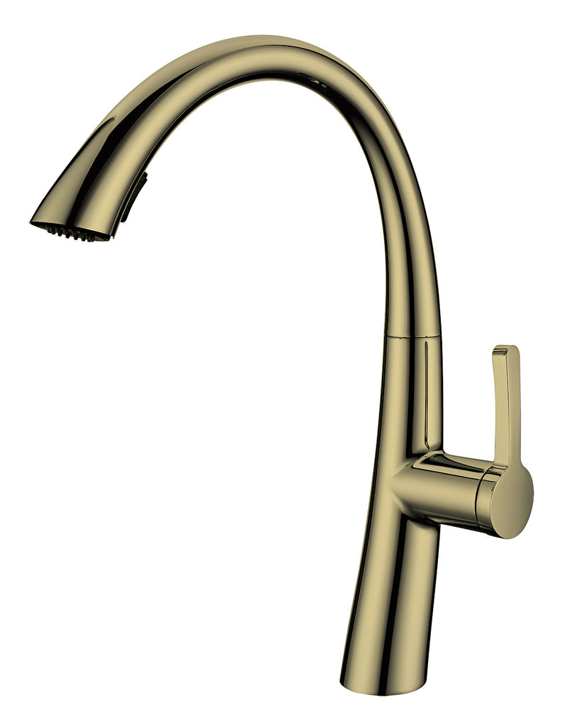 Pull-out flower mixer tap for a luxurious kitchen, Conex model, brushed gold