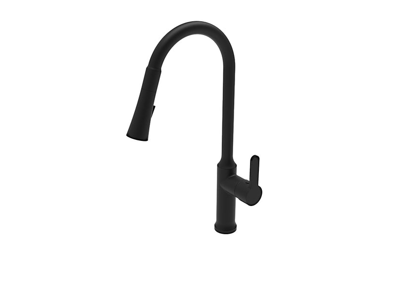 Pull-out kitchen mixer tap, Smart model, black
