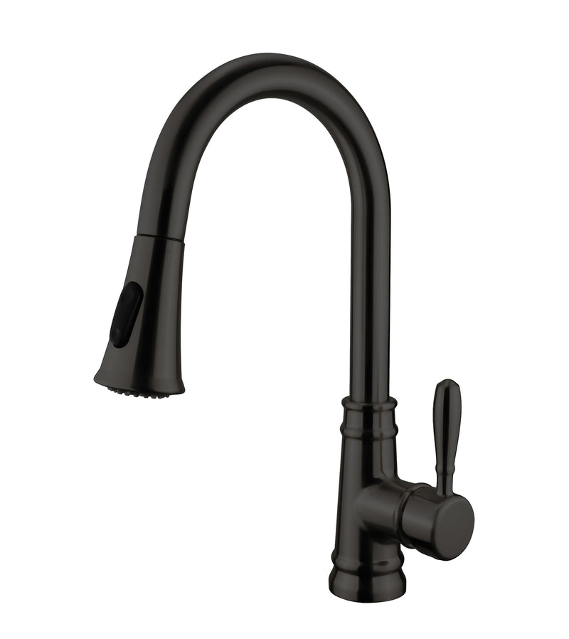 Pull-out kitchen mixer tap, Antico model, black