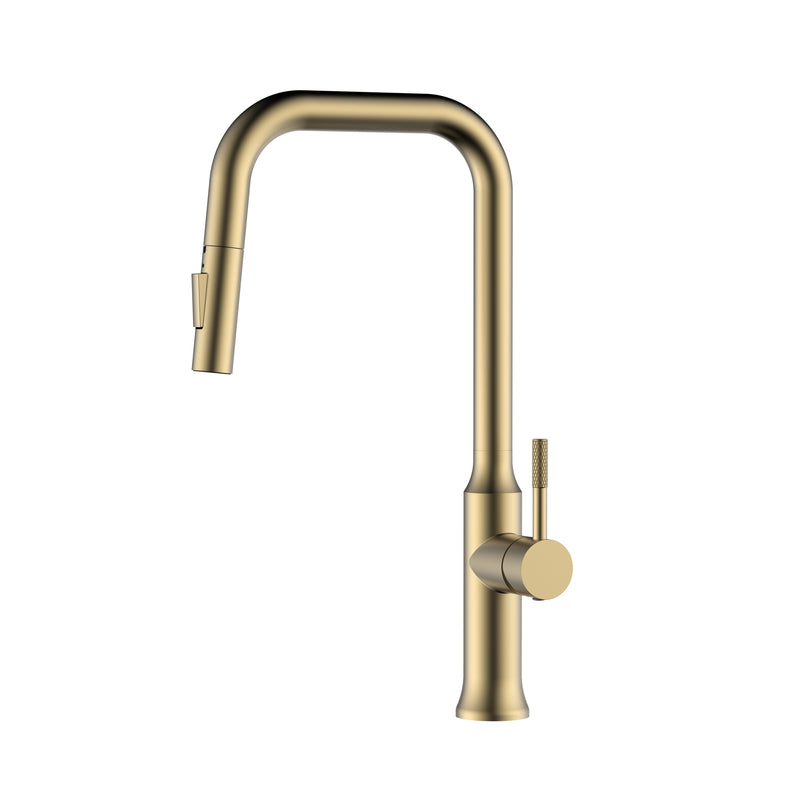 Pull-out Flower Mixer Faucet for the Kitchen - Mai Model Brushed Gold