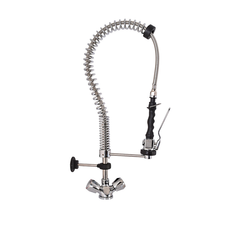 Industrial 2-handle surface-mounted faucet with pre-rinse sprayer - Mini