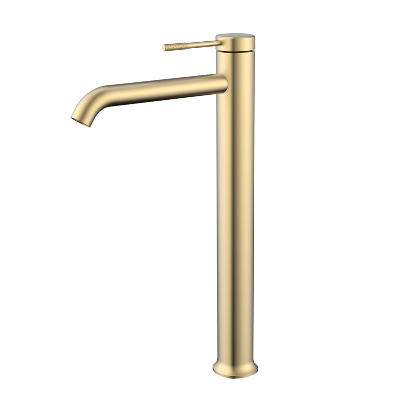 Tall Flower Mixer Tap for Countertop Sink - Clio Model, Brushed Gold