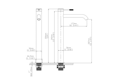 Tall flower mixer tap for countertop sink - Clio model