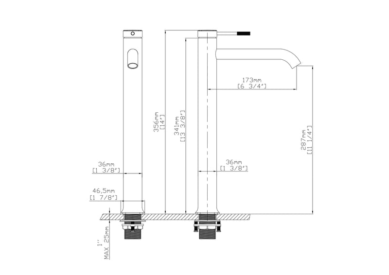 Tall flower mixer tap for countertop sink - Clio model