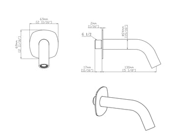 Wall mixer tap - Clio model, matte black, short spout