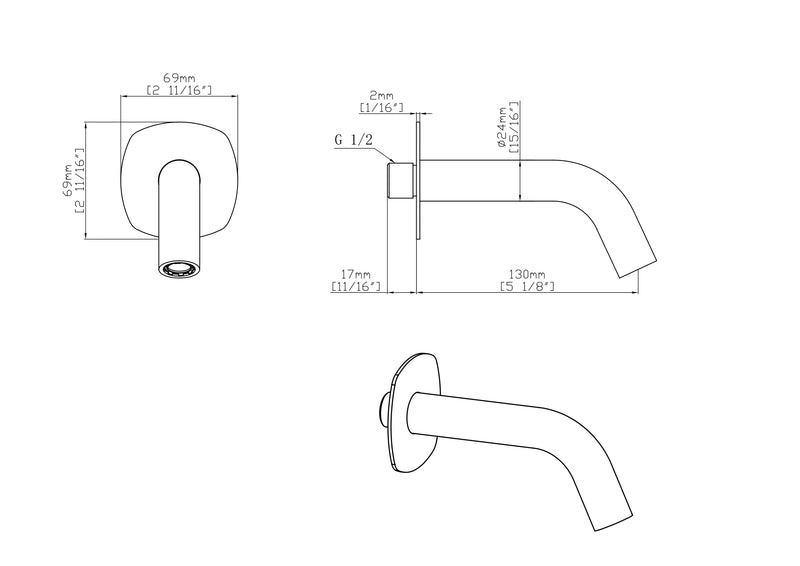 Wall mixer tap - Clio model, matte black, short spout