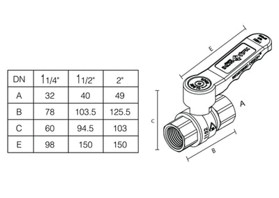 11/4" Ball Valve, Face to Face - Ergonomic Handle