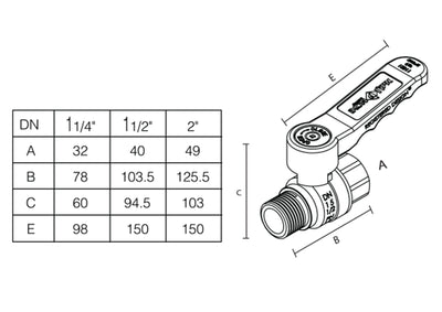 Ball valve "11/4" inside outside - ergonomic handle