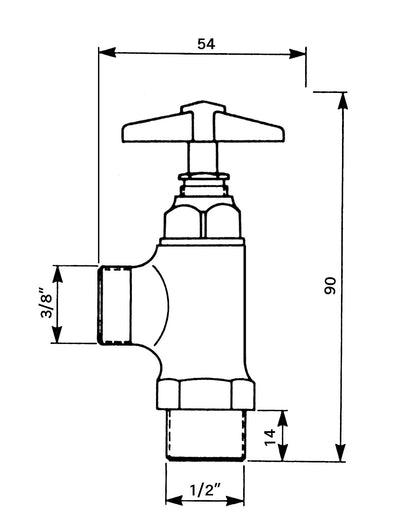 ברז טה 1/2X3/8" ראש כרום ידית קבועה