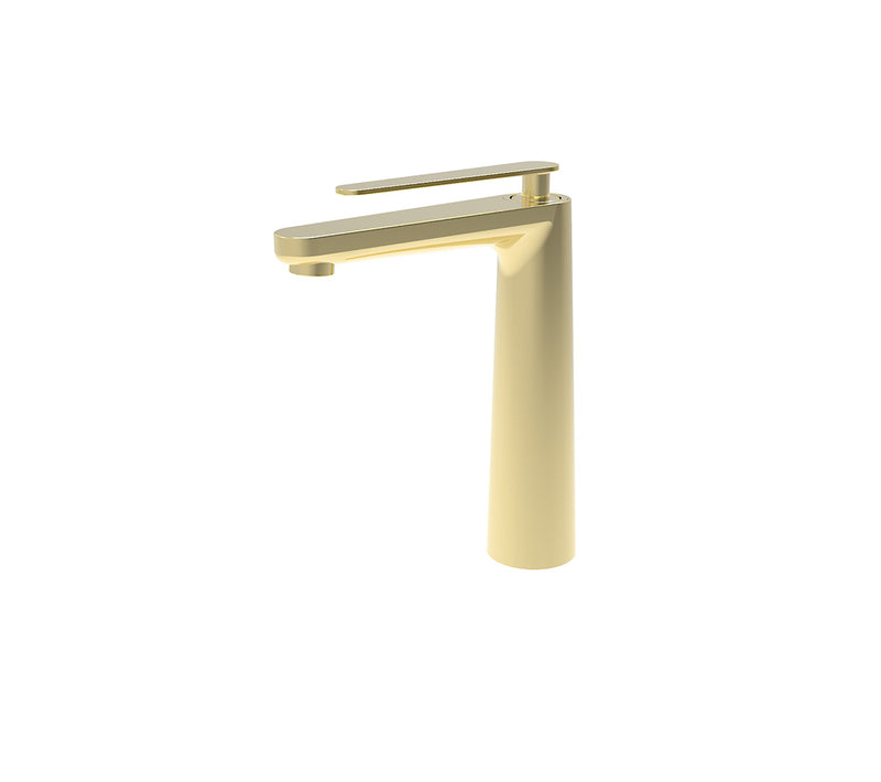 Tall flower mixer tap for a countertop sink, Smart Gold model
