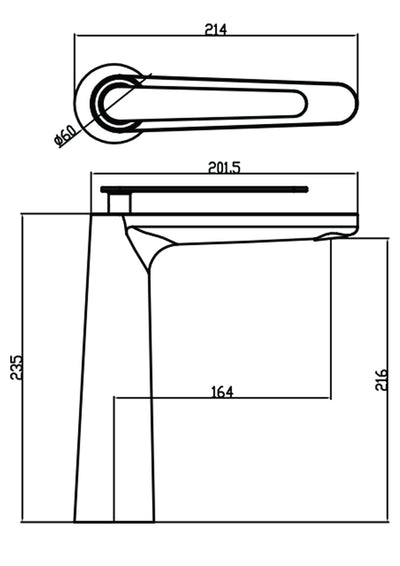 Tall flower mixer tap for a countertop sink, Smart Gold model
