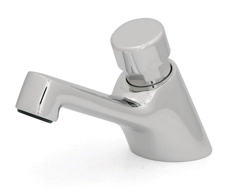 Semi-automatic flower tap with timing mechanism