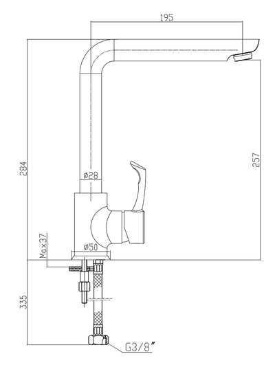 Swan Flower Mix Faucet, Long Spout, Sapphire Gold Model