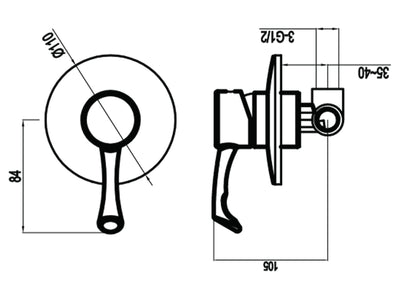 3-way under-the-flush mixer tap - Sapir