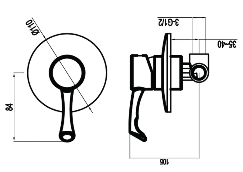 3-way under-the-flush mixer tap - Sapir